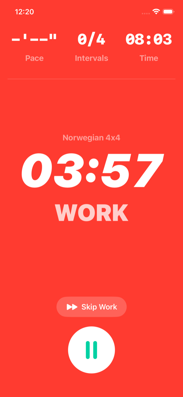 Work phase with red screen